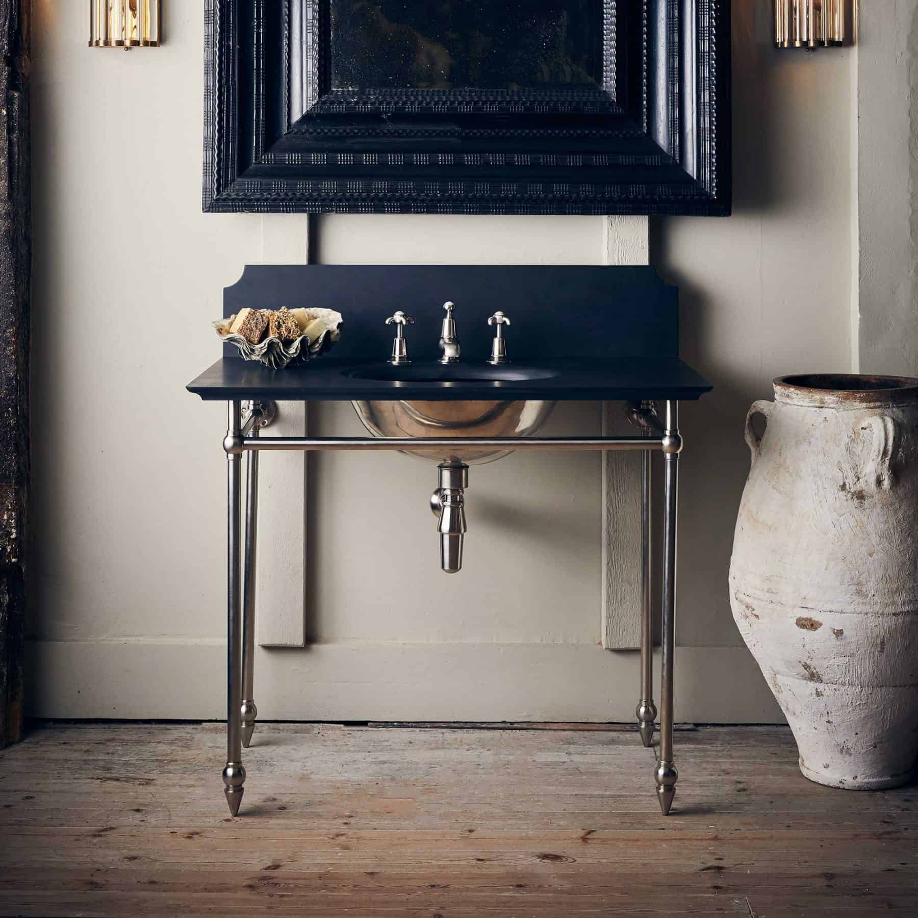 The Catchpole & Rye Pyrford Washstand in Silver Nickel and Natural Slate
