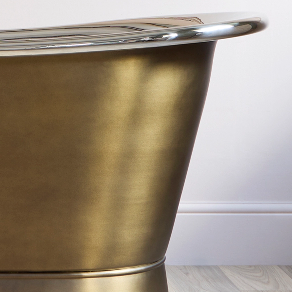 Freestanding Brass Bath Traditional roll top with bath filler on standpipes