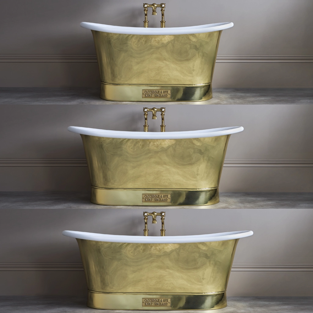 Freestanding Brass Bath Traditional roll top with bath filler on standpipes