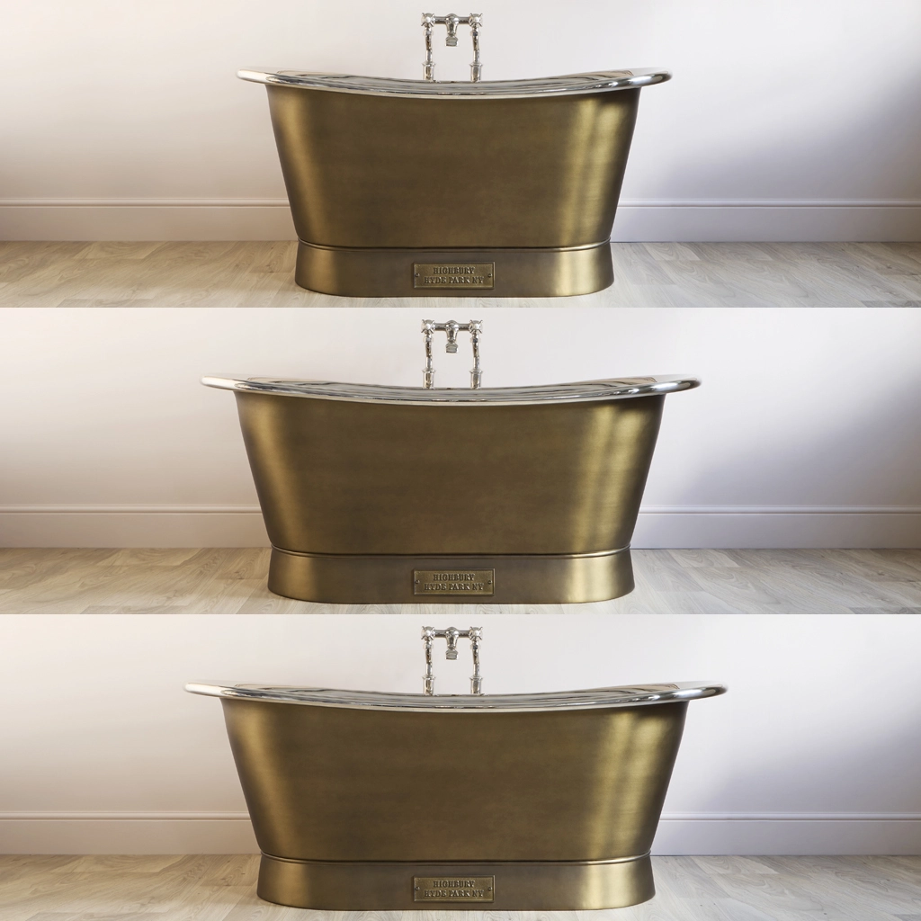 Freestanding Brass Bath Traditional roll top with bath filler on standpipes