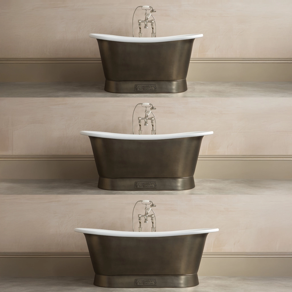 Freestanding Nickel Bath Traditional roll top with bath filler on standpipes