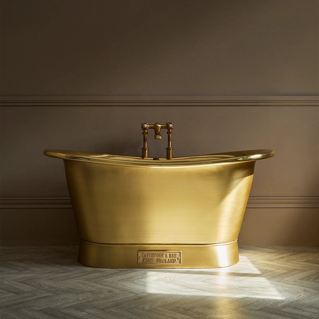 Freestanding Brass Bath Traditional roll top with bath filler on standpipes
