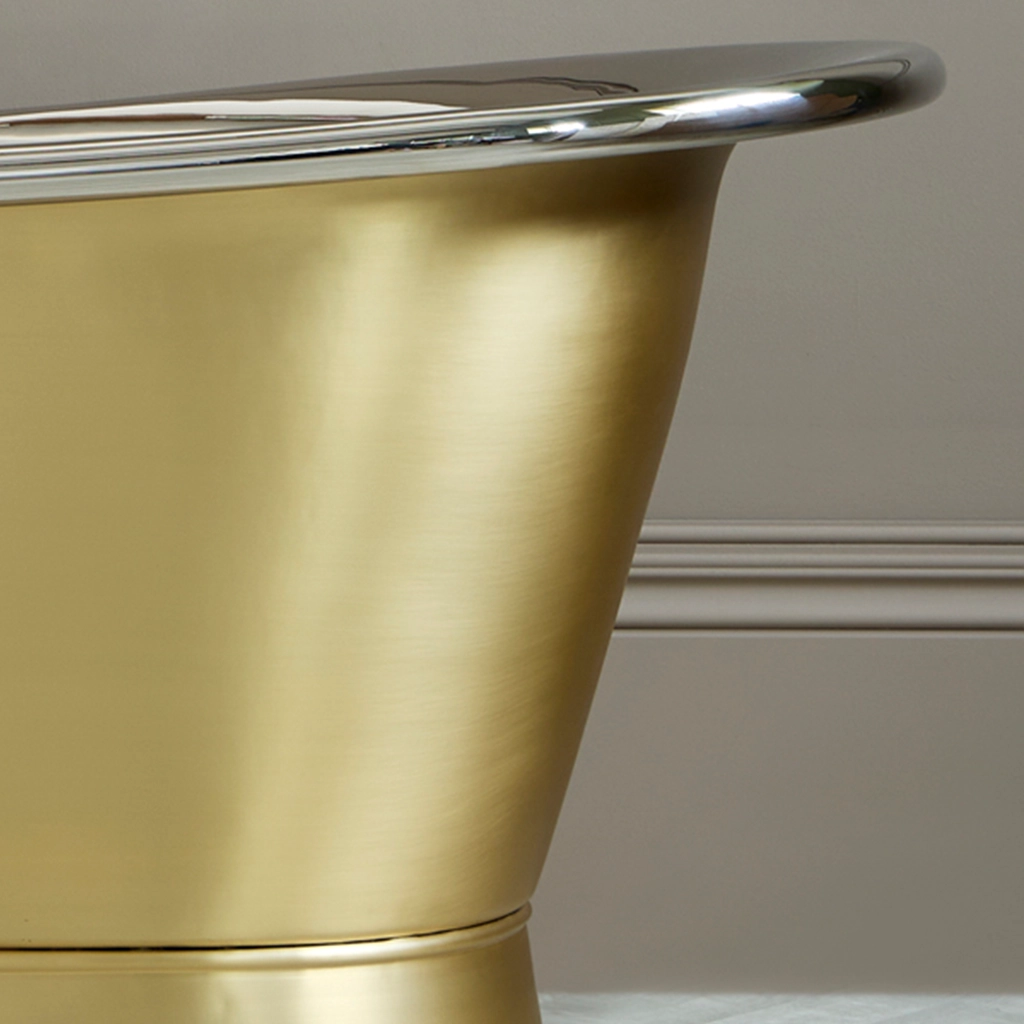 Freestanding Brass Bath Traditional roll top with bath filler on standpipes