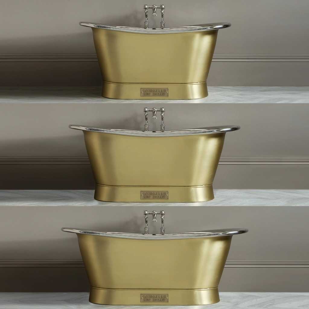 Freestanding Brass Bath Traditional roll top with bath filler on standpipes