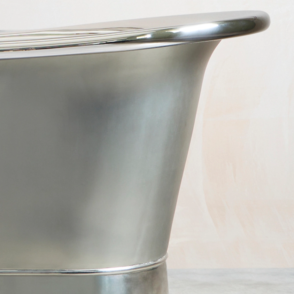 Freestanding Nickel Bath Traditional roll top with bath filler on standpipes