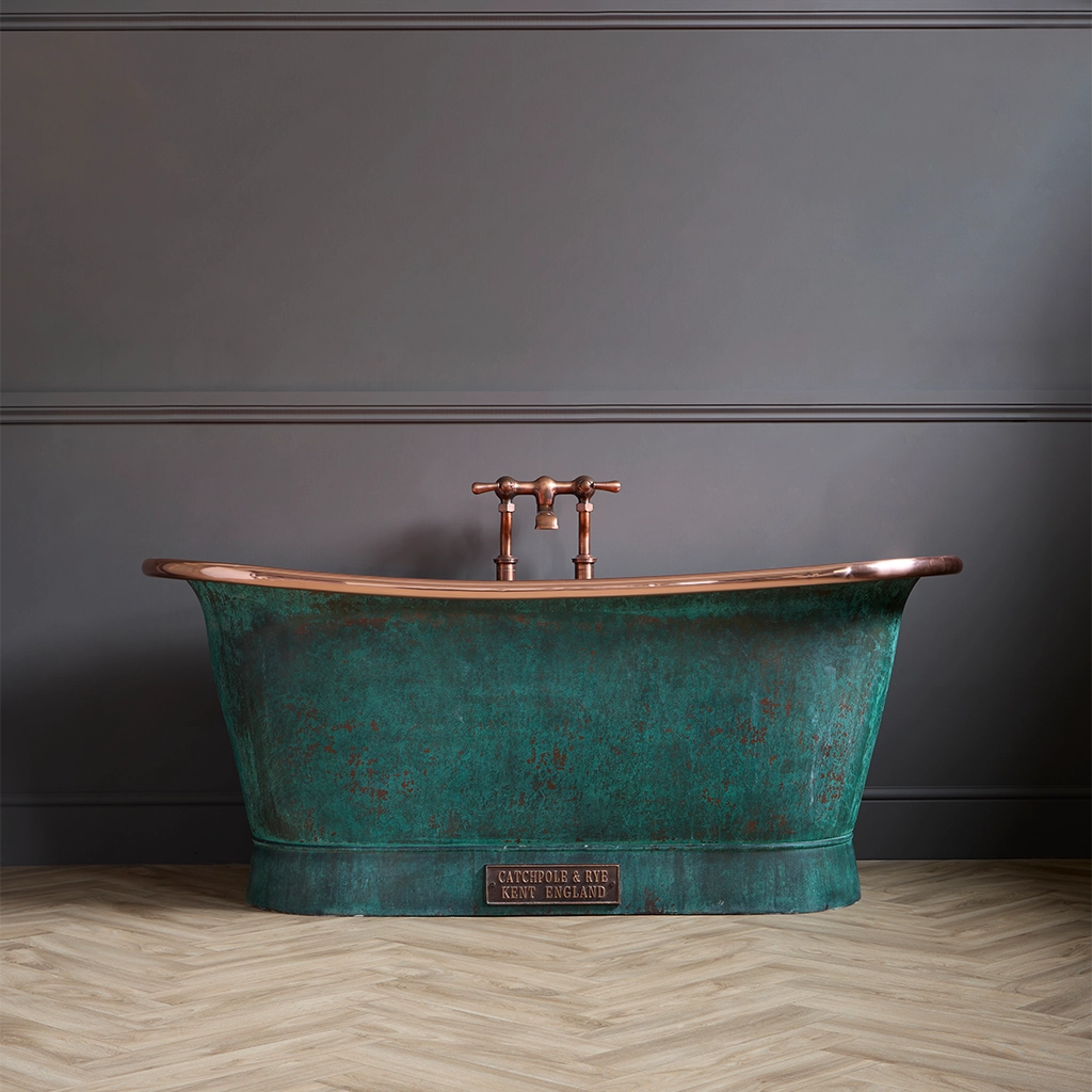Freestanding Traditional Verdigris Copper Bath