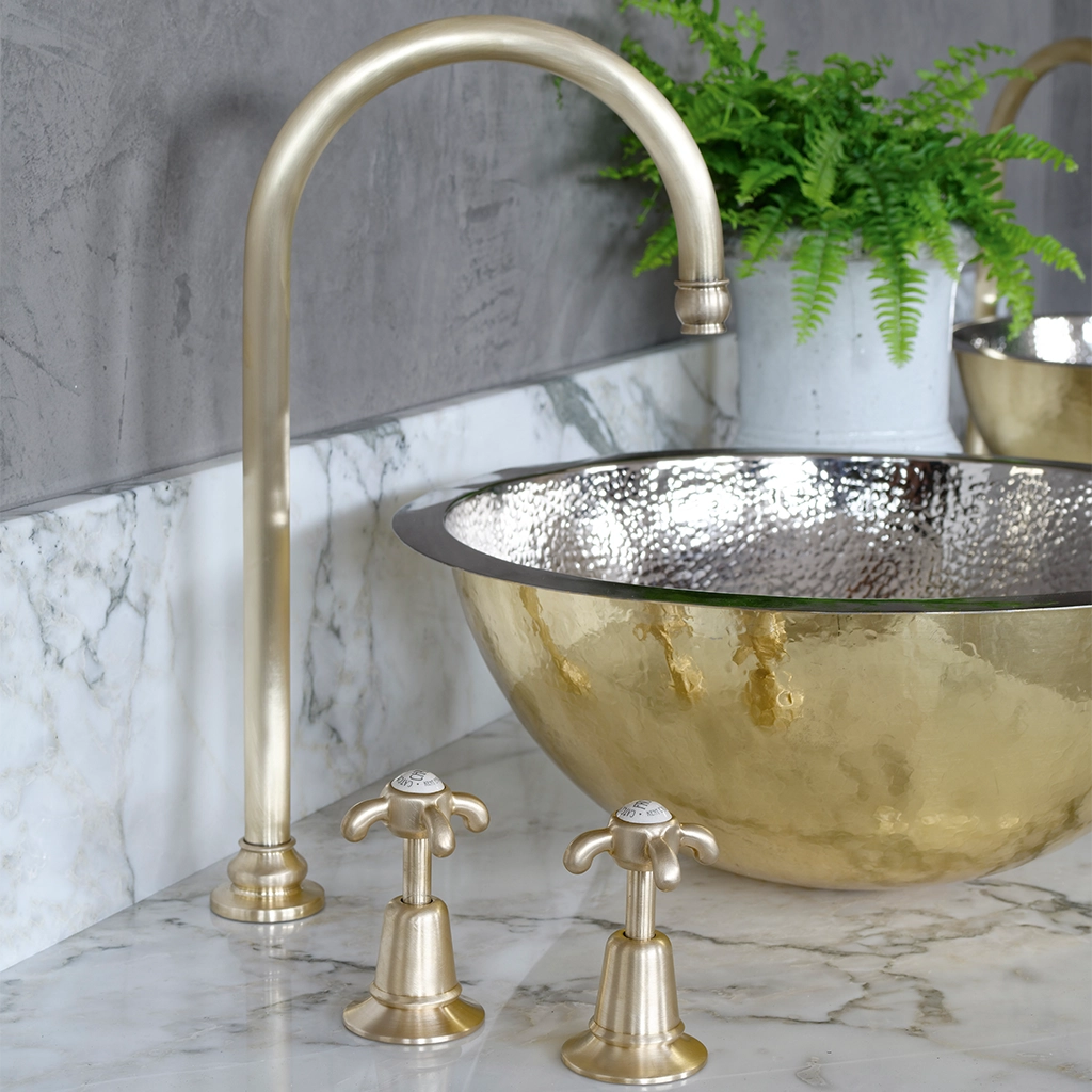 Freestanding Marble Washstand with shelf available in a number of brassware finishes