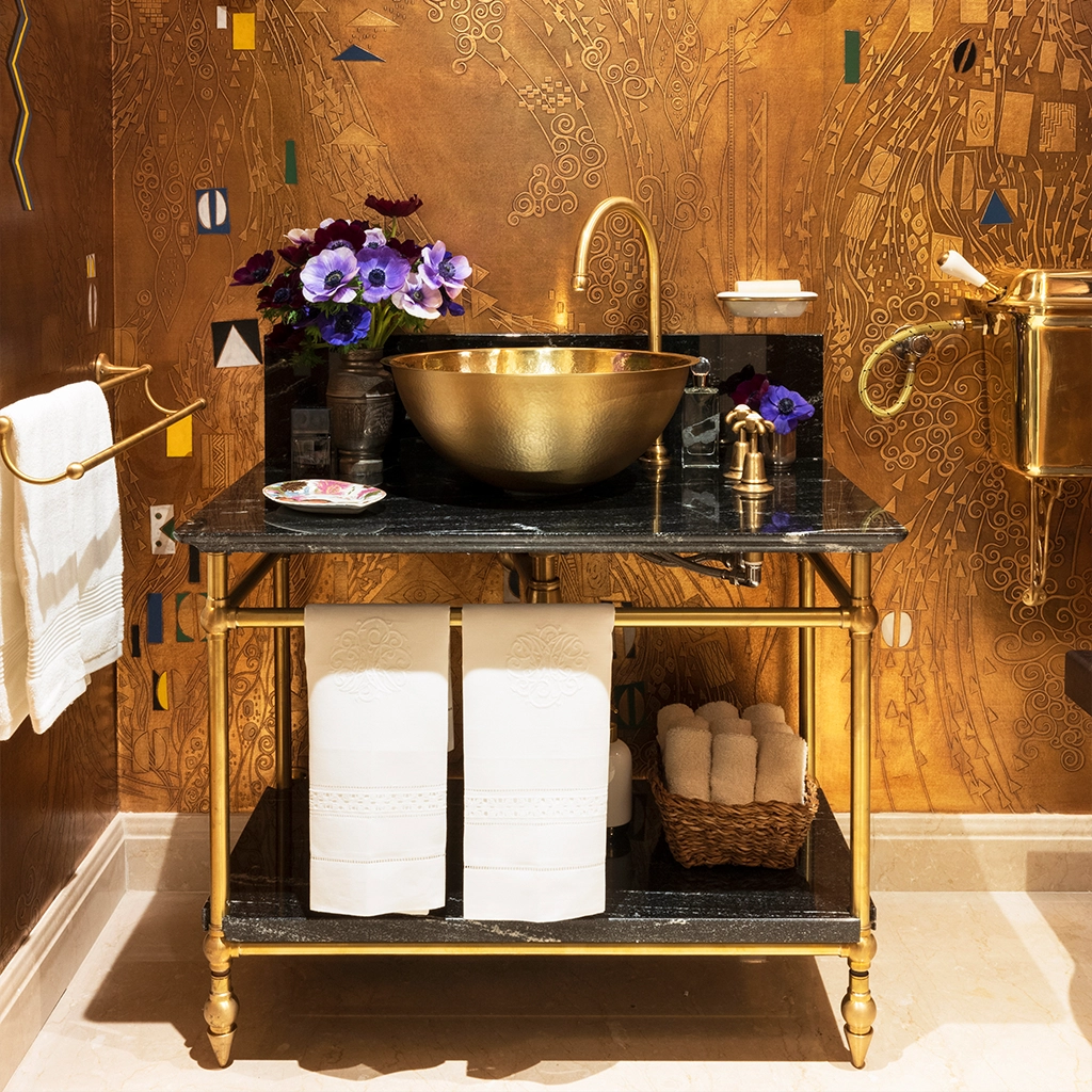 Freestanding Marble Washstand with shelf available in a number of brassware finishes