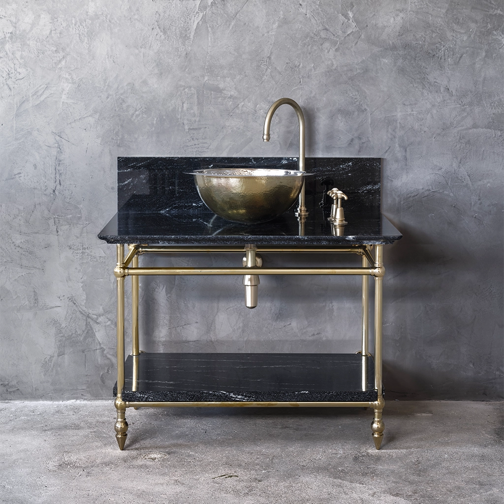 Freestanding Marble Washstand with shelf available in a number of brassware finishes