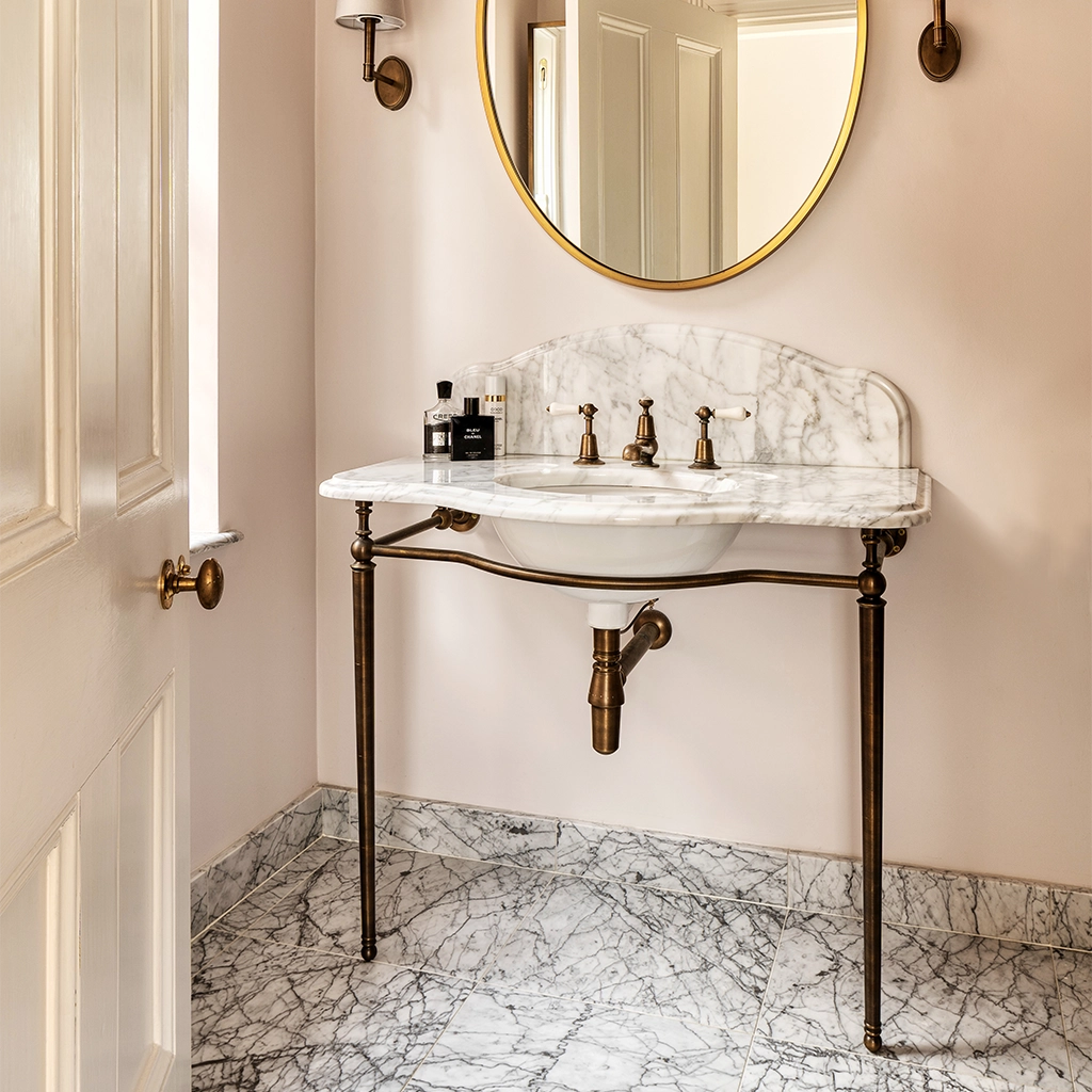 Freestanding Marble Washstand available in a number of brassware finishes