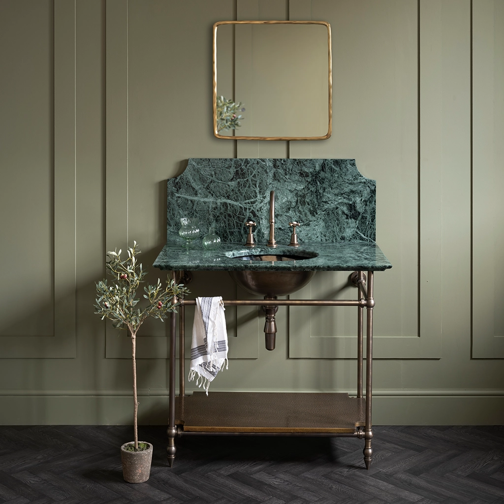 Freestanding Marble Washstand with shelf available in a number of brassware finishes