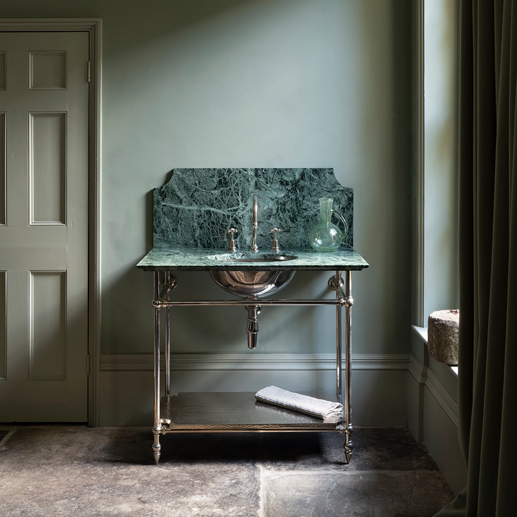 Freestanding Marble Washstand with shelf available in a number of brassware finishes