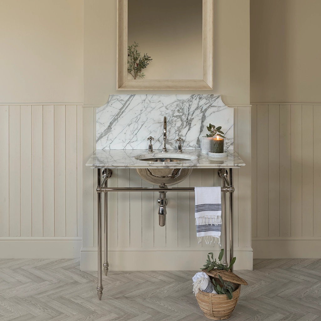 Freestanding Marble Washstand available in a number of brassware finishes