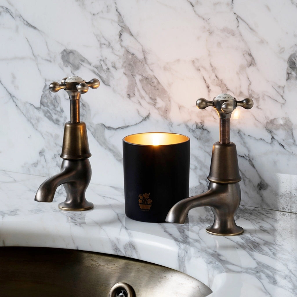 Handcrafted from the highest quality solid brass, our Basin Pillar Taps are a sleek addition to our collection. Perfectly symmetrical, chic in design and high-performing in functionality