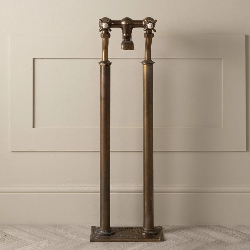 Freestanding brass bath shower mixer, with handshower. polished to a high sheen by hand at our Workshops in Kent