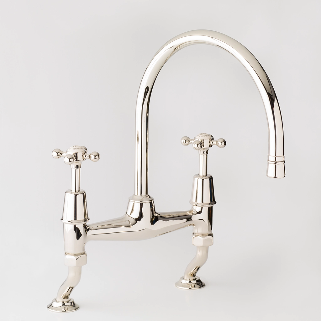 Our kitchen mixer taps are elegance defined. The long, arching spout with symmetrical cranked legs make this design a popular choice among many of our clients.