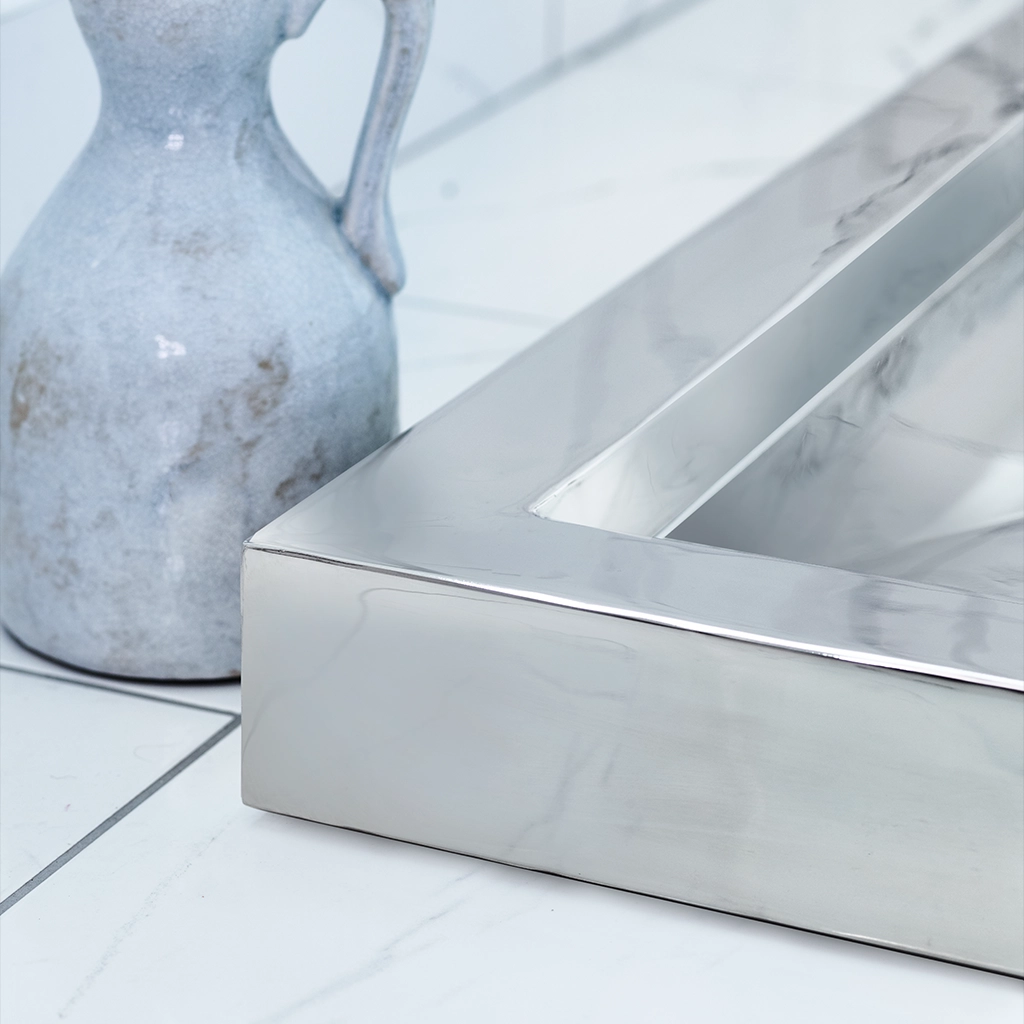 Luxury freestanding shower tray available in copper, brass and nickel