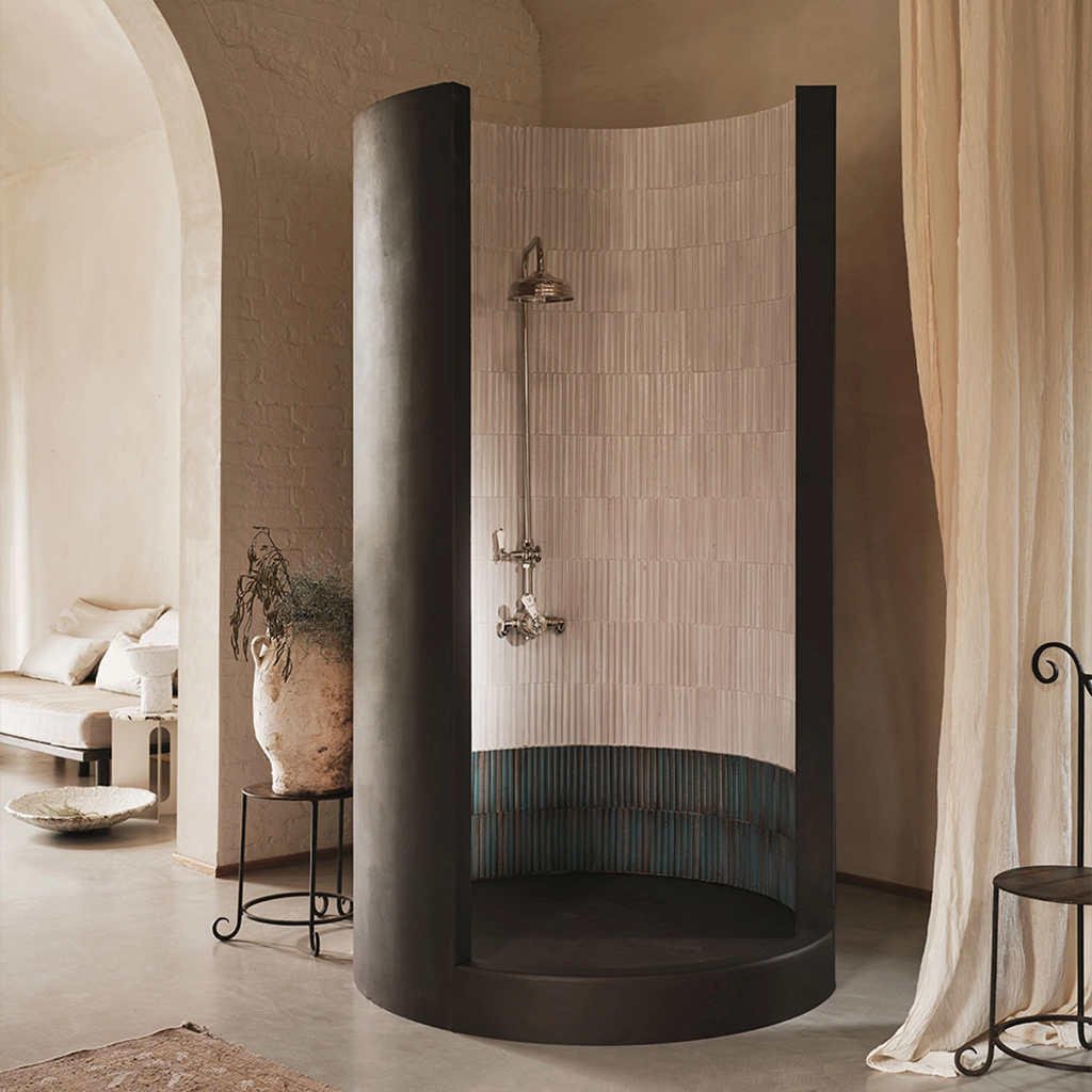 thermostatic exposed shower and thermostatic concealed shower available in a number of brassware finishes