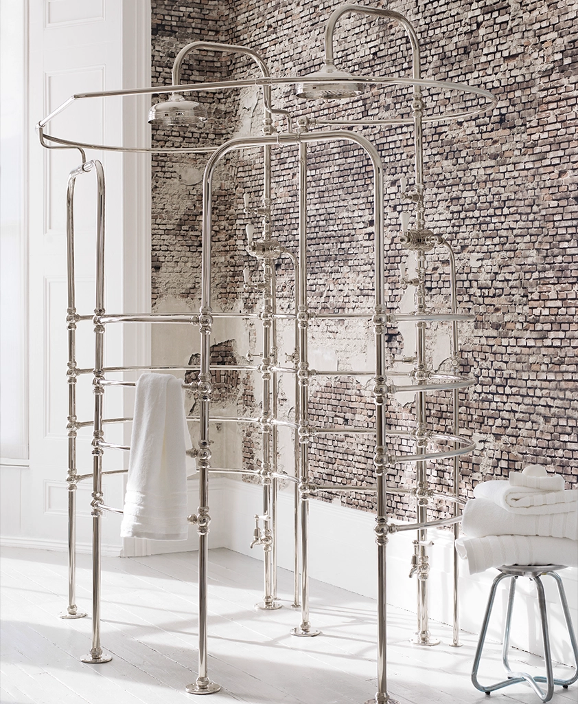 Freestanding luxury thermostatic shower available in a number of brassware finishes